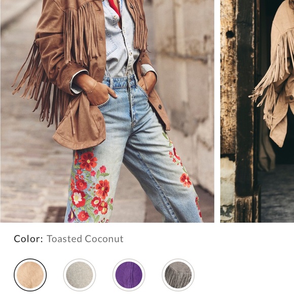 Free People Jackets & Blazers - Free People Tan Leather Fringe Jacket